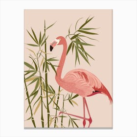 Chilean Flamingo Bamboo Minimalist Illustration 4 Canvas Print