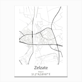 Zelzate,Belgium Minimalist Map Canvas Print