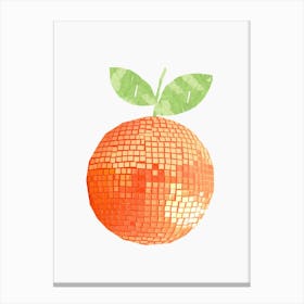 Glitter Disco Ball Orange Fruit Print Canvas Print