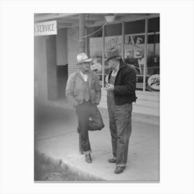 Men Talking On Sidewalks Of Sinton, Texas By Russell Lee Canvas Print