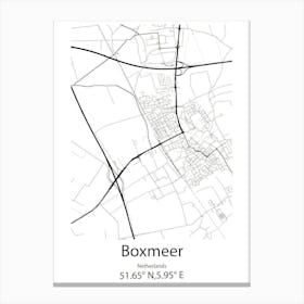 Boxmeer,Netherlands Minimalist Map Canvas Print