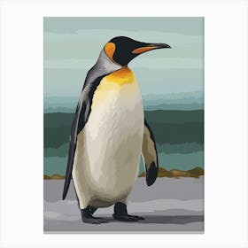 Emperor Penguin Oamaru Blue Penguin Colony Minimalist Illustration 2 Canvas Print