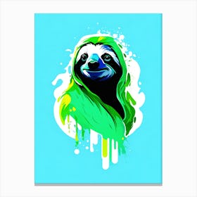 Sloth Graffiti Painted Illustration 1 Canvas Print