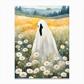 Sheet Ghost In A Field Of Flowers Painting (11) Canvas Print
