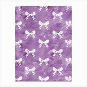 White And Purle Bows 2 Pattern Canvas Print