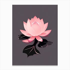 A Pink Lotus In Minimalist Style Vertical Composition 71 Canvas Print