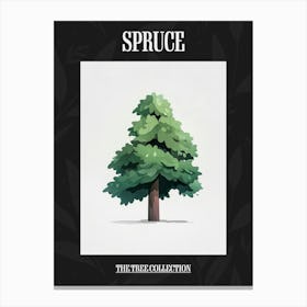 Spruce Tree Pixel Illustration 4 Poster Canvas Print