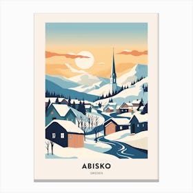 Vintage Winter Travel Poster Abisko Sweden 3 Canvas Print