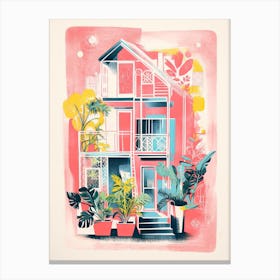 A House In New Orleans, Abstract Risograph Style 2 Canvas Print