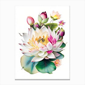 Lotus Flower Bouquet Decoupage 4 Canvas Print