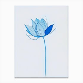 Blue Lotus Minimal Line Drawing 1 Canvas Print