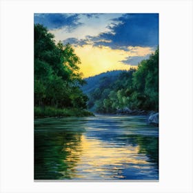 Sunset On The River Canvas Print