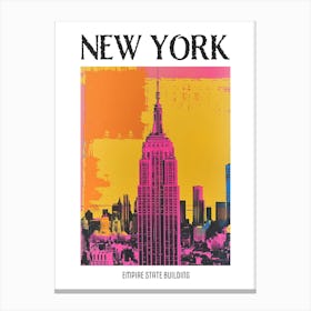 Empire State Building New York Colourful Silkscreen Illustration 1 Poster Canvas Print