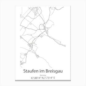 Staufen Im Breisgau,Germany Minimalist Map Canvas Print