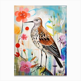 Bird Painting Collage Dunlin 3 Canvas Print