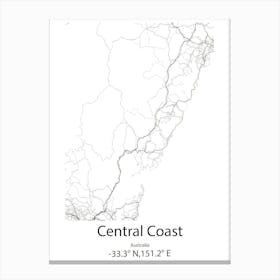 Central,United States Minimalist Map 1 Canvas Print