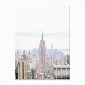 New York City Skyline View Black And White Canvas Print