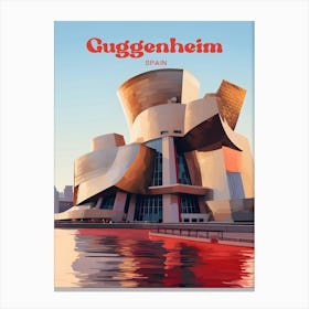 Guggenheim Museum Bilbao Spain Architecture Modern Travel Illustration Canvas Print