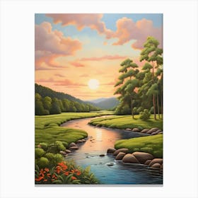 Sunset At The River Canvas Print