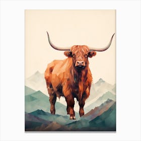 Geometric Highland Cow Canvas Print