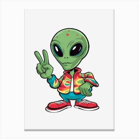 Alien Peace Sign Canvas Print