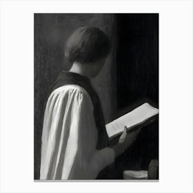 Priest Reading A Book Canvas Print