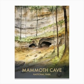 Mammoth Cave National Park Watercolour Vintage Travel Poster 4 Canvas Print