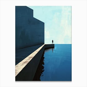 Man On A Pier, Minimalism Canvas Print