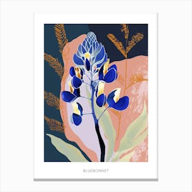 Colourful Flower Illustration Poster Bluebonnet 2 Canvas Print