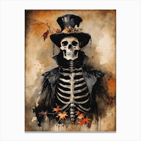 Vintage Halloween Gothic Skeleton Painting (14) Canvas Print
