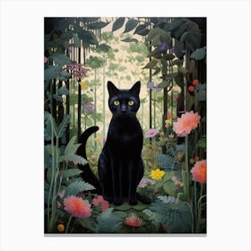 Black Cat In The Forest Canvas Print