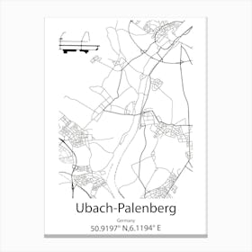 Ubach Palenberg,Germany Minimalist Map Canvas Print