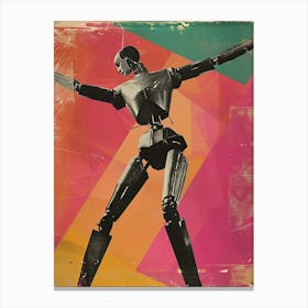 Retro Robot Dancing 2 Canvas Print