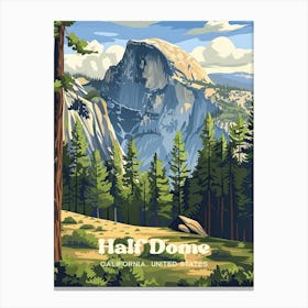 Half Dome Yosemite California National Park Travel Art Illustration Canvas Print