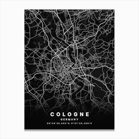 Cologne Germany Black Map Canvas Print