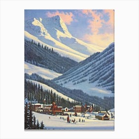Les Arcs, France Ski Resort Vintage Landscape 1 Skiing Poster Canvas Print