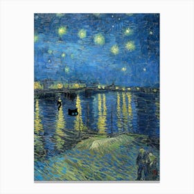 Black Cat Vincent Van Gogh S Starry Night Over The Rhone Canvas Print