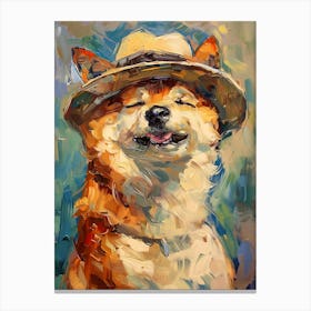 Oil Painting Smiling Shiba Inu 8 Canvas Print