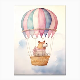 Baby Capybara 5 In A Hot Air Balloon Canvas Print