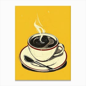 Coffee, Black Coffee, Retro Aesthetic, Coffee Bar Decor Canvas Print