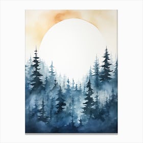 Watercolour Of Taiga Forest   Northern Eurasia And North America 2 Canvas Print