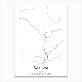 Sakawa,Japan Minimalist Map Canvas Print