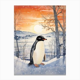 Winter Bird Painting Penguin 1 Canvas Print