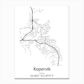 Kopervik,Norway Minimalist Map Canvas Print