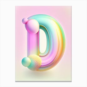 D, Alphabet Bubble Rainbow 1 Canvas Print