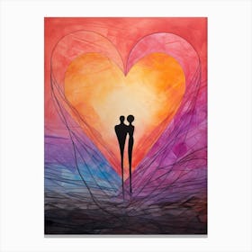 Rainbow Swirl Heart Sunset Silhouette 7 Canvas Print