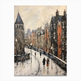 Vintage Winter Painting Newcastle United Kingdom Canvas Print