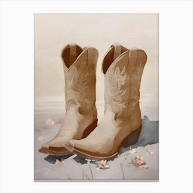 Cowgirl Boots in Brown, Southern Art Canvas Print