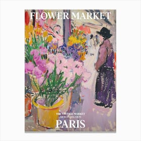 Vintage Flower Market Painting Paris 4 Canvas Print