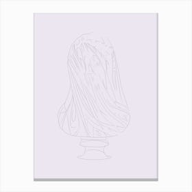 The Veiled Virgin Line Drawing - Purple Canvas Print